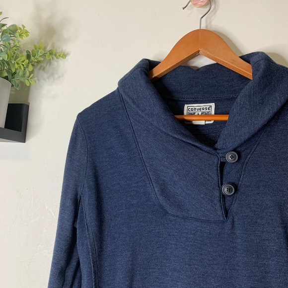Converse One Star Blue Roll Collar Sweatshirt Size Medium - Picture 8 of 8